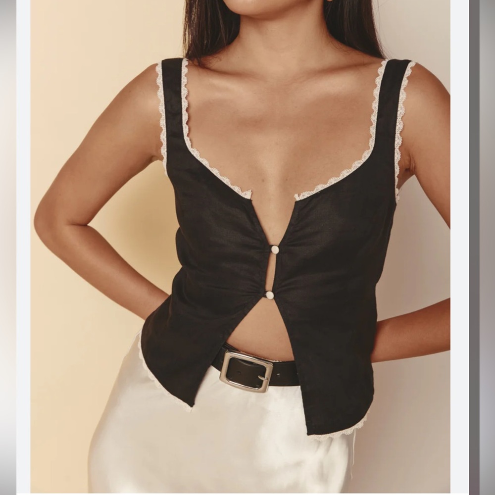 VRG GRL love language linen button front top size au 12